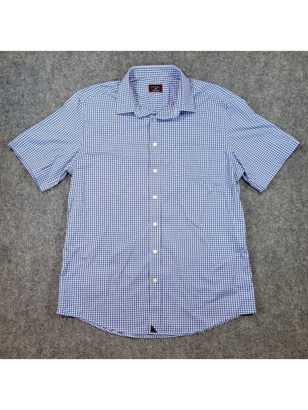 UNTUCKit Performance Shirt Mens Large Tall Blue White Gingham Check Stretch 513